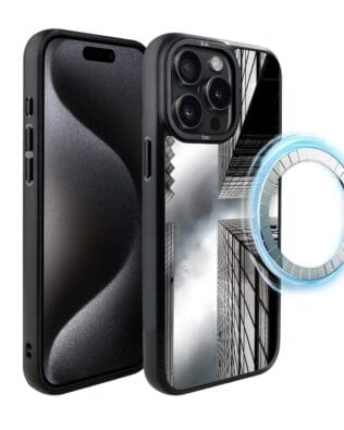 Etui do iPhone 15 Pro IBIZU DropGuard Matt z MagSafe, Noir City, Drapacze chmur