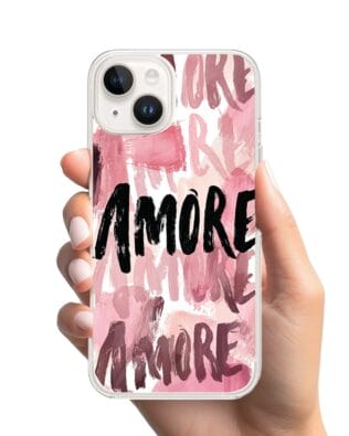 Etui do iPhone 13 Mini przeźroczyste, silikonowe Flexi, Positive Vibes, Amore Amore