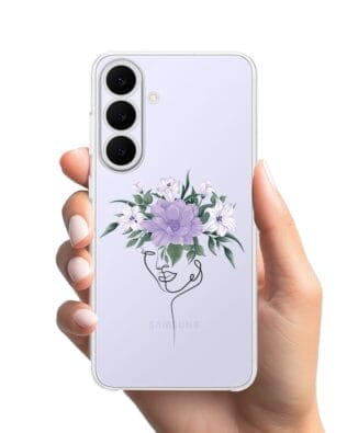 Etui do Samsung Galaxy S25 FE przeźroczyste, silikonowe Flexi, kobieta z Kwiatami