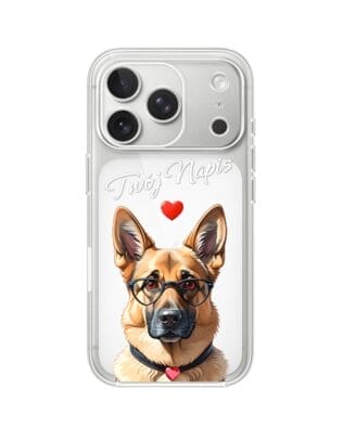 Etui do iPhone 17 Pro Max przeźroczyste, silikonowe Flexi, Puppy Love, pies rasy Owczarek Niemiecki