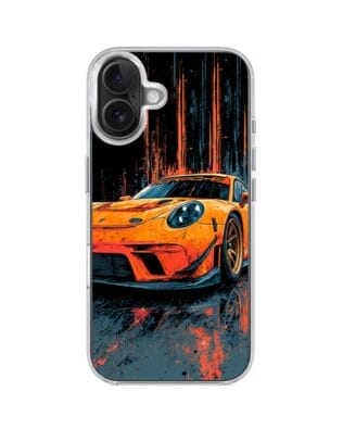 Etui do iPhone 17 z MagSafe przeźroczyste, silikonowe Flexi, Szybkie Auta, Pomarańczowa 911