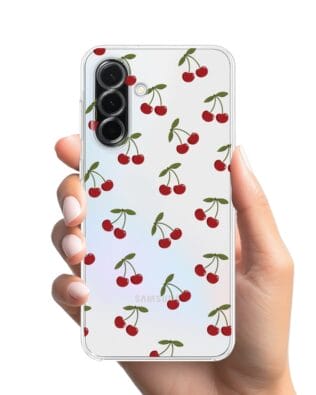 Etui do Samsung Galaxy A36 5G przeźroczyste, silikonowe Flexi, Mini Patterns, Wiśnie