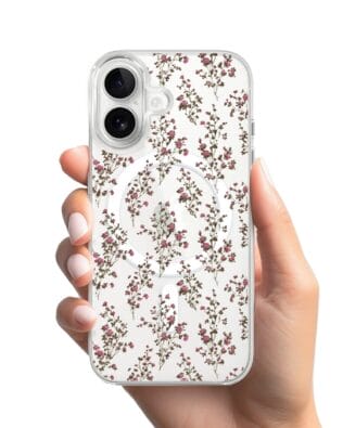 Etui do iPhone 16 Plus z MagSafe przeźroczyste, silikonowe Flexi, Mini Patterns, Różyczki