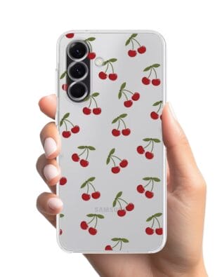 Etui do Samsung Galaxy A56 5G przeźroczyste, silikonowe Flexi, Mini Patterns, Wiśnie