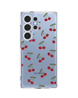 Etui do Samsung Galaxy S25 Ultra przeźroczyste, silikonowe Flexi, Mini Patterns, Wiśnie