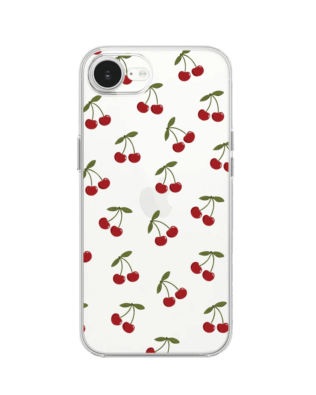 Etui do iPhone 16e przeźroczyste, silikonowe Flexi, Mini Patterns, Wiśnie