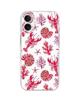 Etui do iPhone 17 przeźroczyste, silikonowe Flexi, Summer Patterns, krab, muszle