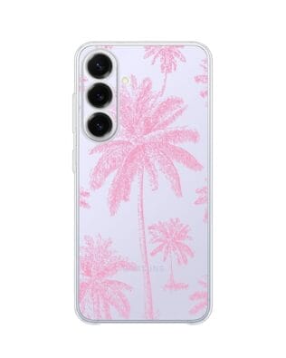 Etui do Samsung Galaxy S25 FE przeźroczyste, silikonowe Flexi, Mystic, Różowe palmy