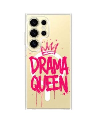 Etui do Samsung Galaxy S24 Ultra z MagSafe przeźroczyste, silikonowe Flexi, Positive Vibes, Drama Queen