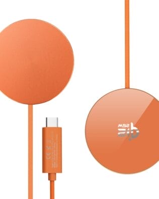 Ładowarka magnetyczna do MagSafe iPhone indukcyjna Qi 25W, pomarańczowa