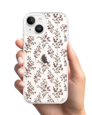 Etui do iPhone 13 z MagSafe przeźroczyste, silikonowe Flexi, Mini Patterns, Różyczki