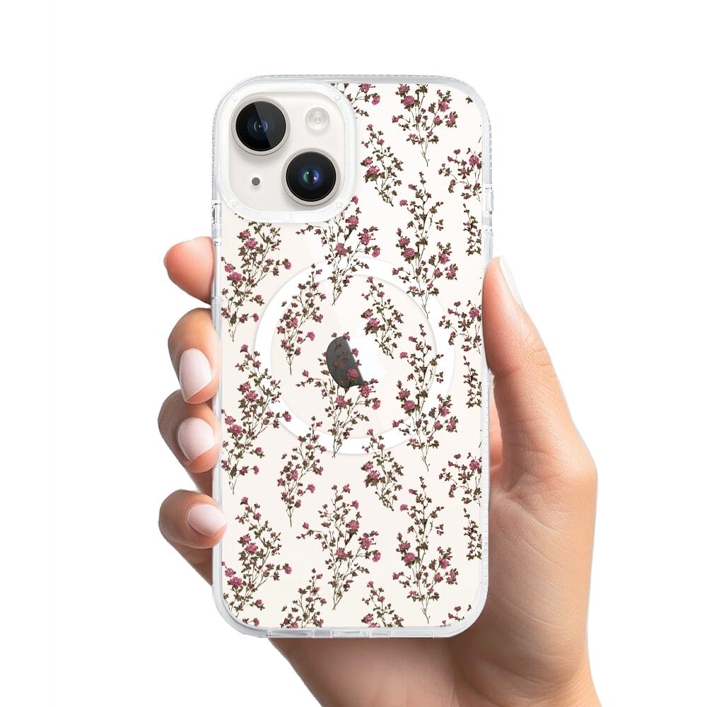 Etui do iPhone 13 z MagSafe przeźroczyste, silikonowe Flexi, Mini Patterns, Różyczki - obrazek 2