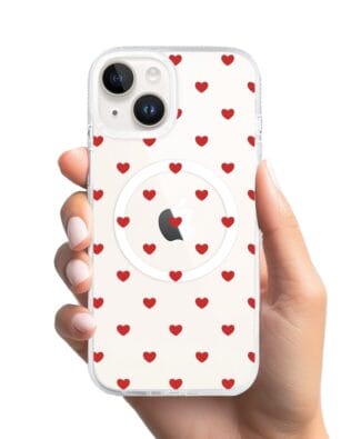 Etui do iPhone 13 z MagSafe przeźroczyste, silikonowe Flexi, Mini Patterns, Serduszka