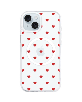 Etui do iPhone 15 z MagSafe przeźroczyste, silikonowe Flexi, Mini Patterns, Serduszka