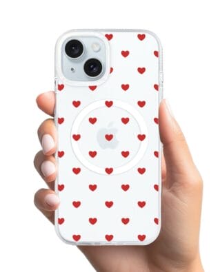 Etui do iPhone 15 z MagSafe przeźroczyste, silikonowe Flexi, Mini Patterns, Serduszka