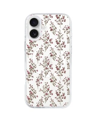 Etui do iPhone 16 z MagSafe przeźroczyste, silikonowe Flexi, Mini Patterns, Różyczki