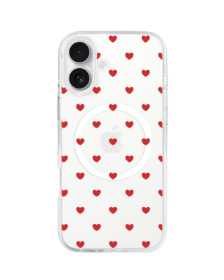 Etui do iPhone 16 z MagSafe przeźroczyste, silikonowe Flexi, Mini Patterns, Serduszka