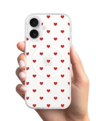 Etui do iPhone 16 z MagSafe przeźroczyste, silikonowe Flexi, Mini Patterns, Serduszka