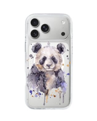 Etui do iPhone 17 Pro Max z MagSafe przeźroczyste, silikonowe Flexi, Akwarelowe Zoo, Panda