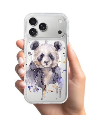 Etui do iPhone 17 Pro Max z MagSafe przeźroczyste, silikonowe Flexi, Akwarelowe Zoo, Panda