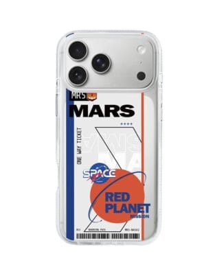 Etui do iPhone 17 Pro Max z MagSafe przeźroczyste, silikonowe Flexi, bilet na Mars