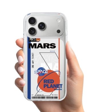 Etui do iPhone 17 Pro Max z MagSafe przeźroczyste, silikonowe Flexi, bilet na Mars