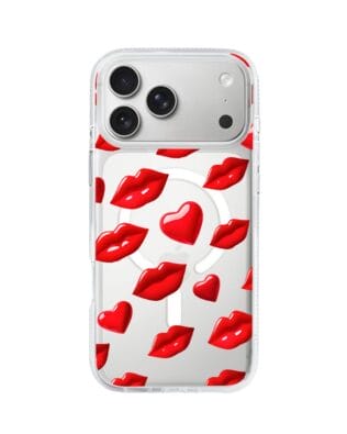 Etui do iPhone 17 Pro Max z MagSafe przeźroczyste, silikonowe Flexi, czerwone usta