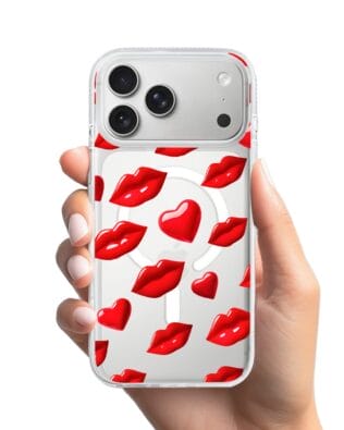 Etui do iPhone 17 Pro Max z MagSafe przeźroczyste, silikonowe Flexi, czerwone usta