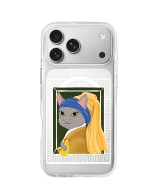 Etui do iPhone 17 Pro Max z MagSafe przeźroczyste, silikonowe Flexi, kotek z kurczakiem