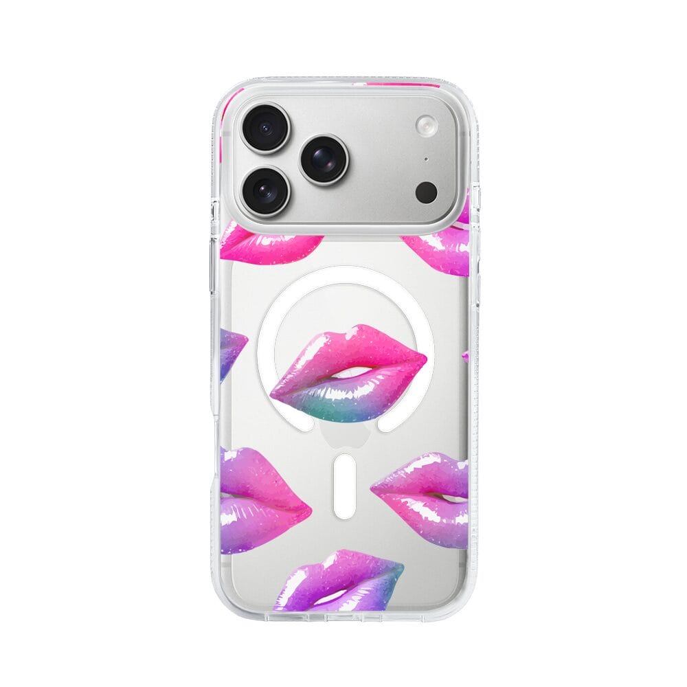 Etui do iPhone 17 Pro Max z MagSafe przeźroczyste, silikonowe Flexi, hologramowe usta