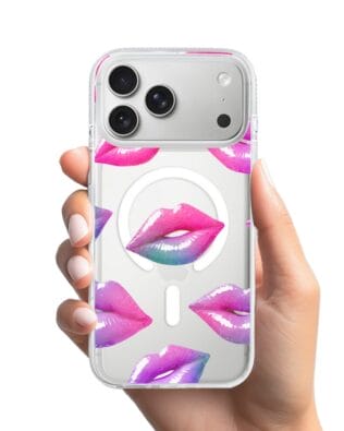 Etui do iPhone 17 Pro Max z MagSafe przeźroczyste, silikonowe Flexi, hologramowe usta