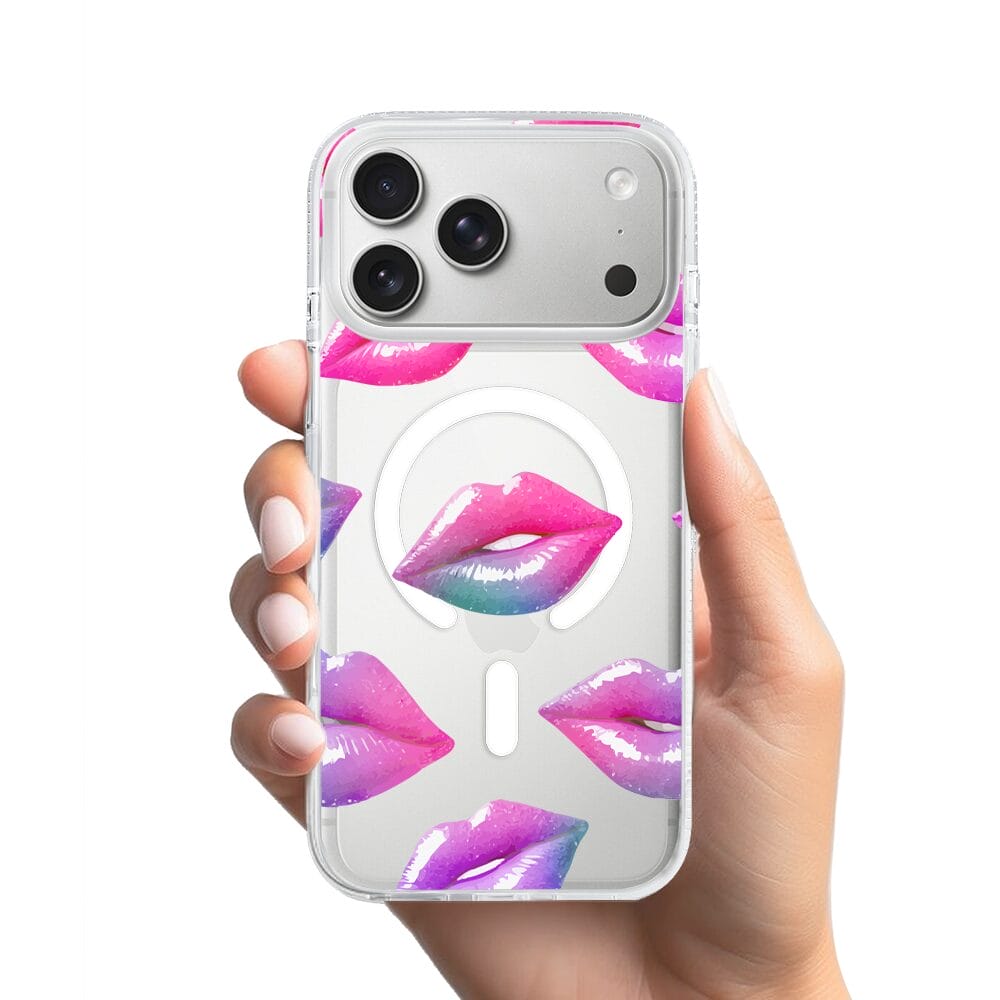 Etui do iPhone 17 Pro Max z MagSafe przeźroczyste, silikonowe Flexi, hologramowe usta - obrazek 2