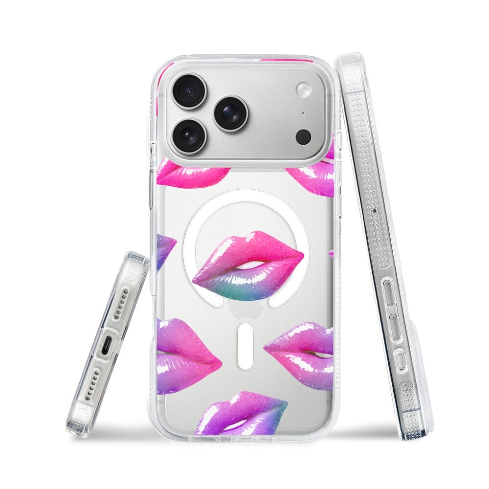 Etui do iPhone 17 Pro Max z MagSafe przeźroczyste, silikonowe Flexi, hologramowe usta - obrazek 3