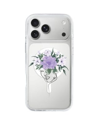 Etui do iPhone 17 Pro z MagSafe przeźroczyste, silikonowe Flexi, kobieta z Kwiatami