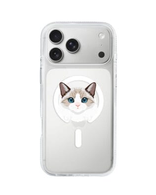 Etui do iPhone 17 Pro Max z MagSafe przeźroczyste, silikonowe Flexi, kot birmański