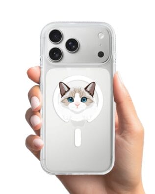 Etui do iPhone 17 Pro Max z MagSafe przeźroczyste, silikonowe Flexi, kot birmański