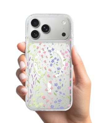 Etui do iPhone 17 Pro Max z MagSafe przeźroczyste, silikonowe Flexi, kwiaty polne