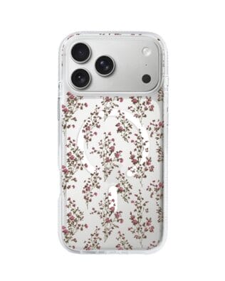 Etui do iPhone 17 Pro Max z MagSafe przeźroczyste, silikonowe Flexi, Mini Patterns, Różyczki