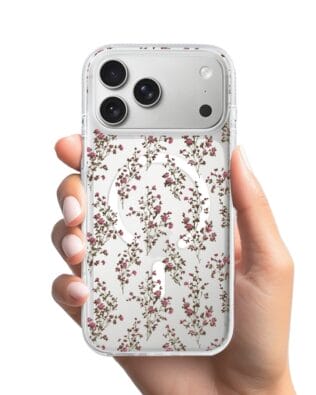Etui do iPhone 17 Pro Max z MagSafe przeźroczyste, silikonowe Flexi, Mini Patterns, Różyczki