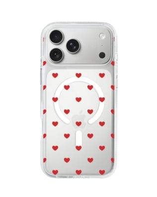 Etui do iPhone 17 Pro z MagSafe przeźroczyste, silikonowe Flexi, Mini Patterns, Serduszka