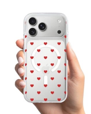 Etui do iPhone 17 Pro Max z MagSafe przeźroczyste, silikonowe Flexi, Mini Patterns, Serduszka