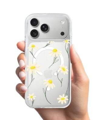 Etui do iPhone 17 Pro Max z MagSafe przeźroczyste, silikonowe Flexi, stokrotki