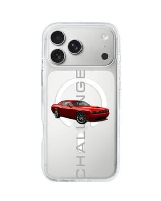 Etui do iPhone 17 Pro Max z MagSafe przeźroczyste, silikonowe Flexi, Szybkie Auta, czerwony Challenger GT