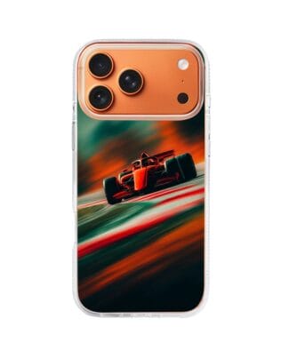 Etui do iPhone 17 Pro Max z MagSafe przeźroczyste, silikonowe Flexi, Szybkie Auta, Wyścig F1