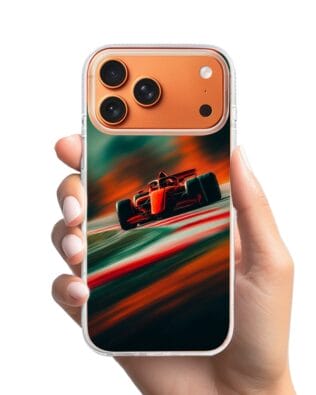 Etui do iPhone 17 Pro Max z MagSafe przeźroczyste, silikonowe Flexi, Szybkie Auta, Wyścig F1