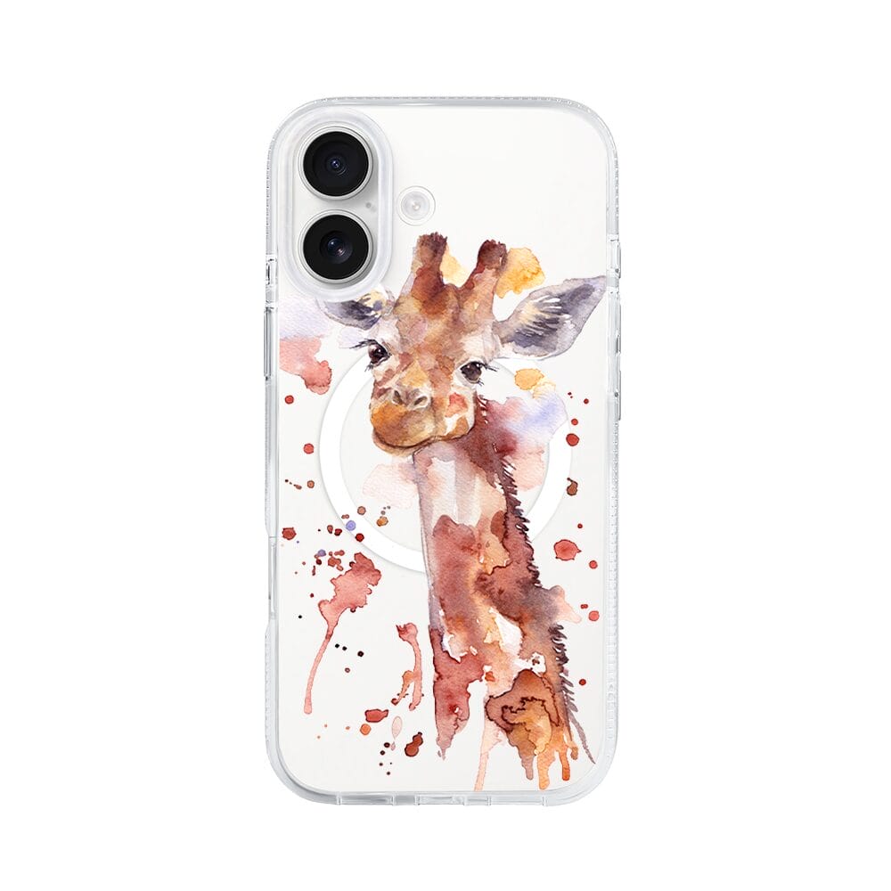 Etui do iPhone 17 z MagSafe przeźroczyste, silikonowe Flexi, Akwarelowe Zoo, Żyrafa