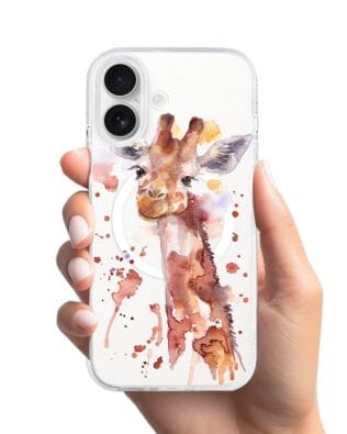 Etui do iPhone 17 z MagSafe przeźroczyste, silikonowe Flexi, Akwarelowe Zoo, Żyrafa