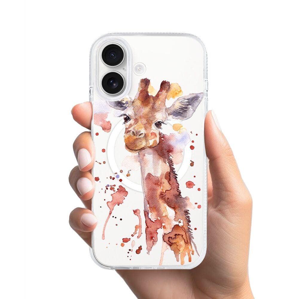 Etui do iPhone 17 z MagSafe przeźroczyste, silikonowe Flexi, Akwarelowe Zoo, Żyrafa - obrazek 2