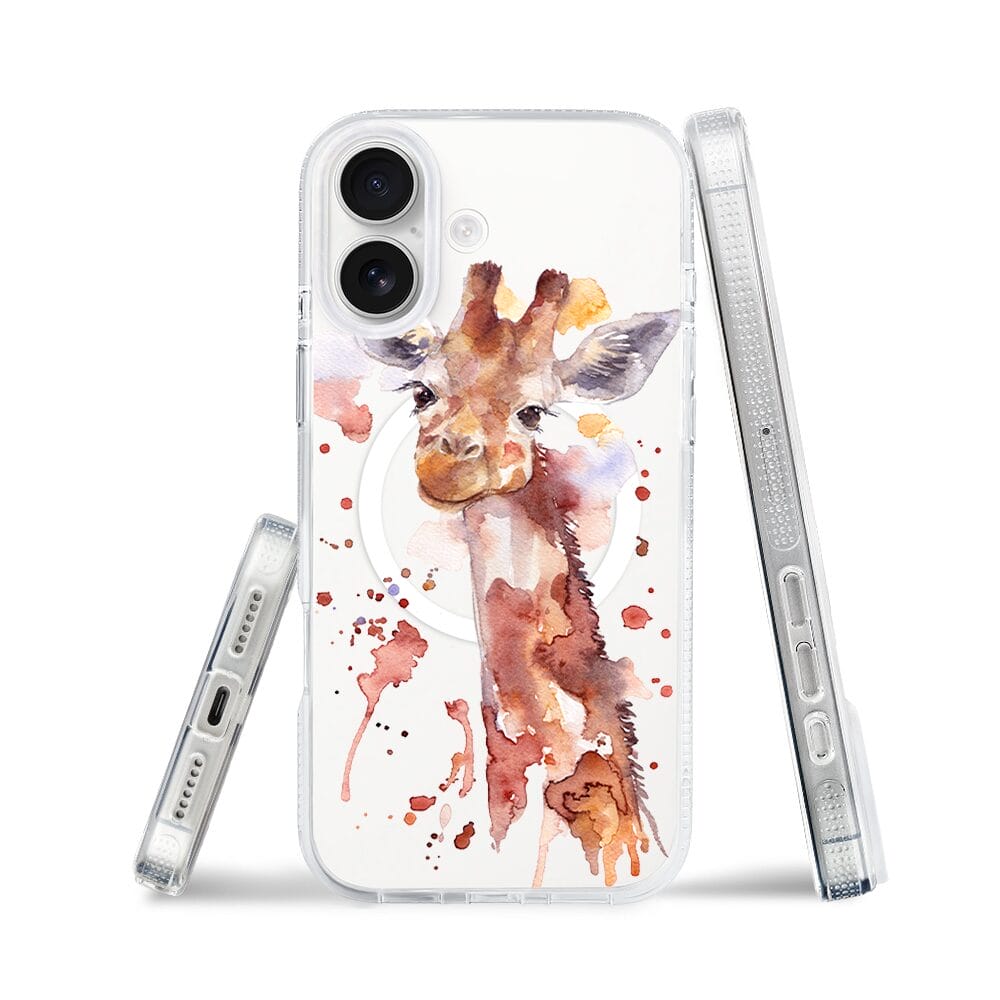 Etui do iPhone 17 z MagSafe przeźroczyste, silikonowe Flexi, Akwarelowe Zoo, Żyrafa - obrazek 3