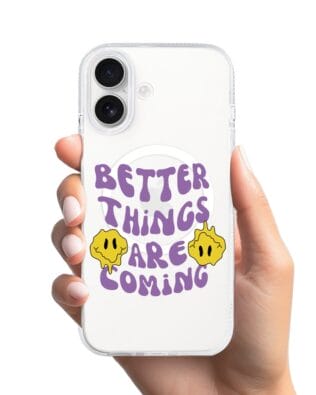 Etui do iPhone 17 z MagSafe przeźroczyste, silikonowe Flexi, better things are coming